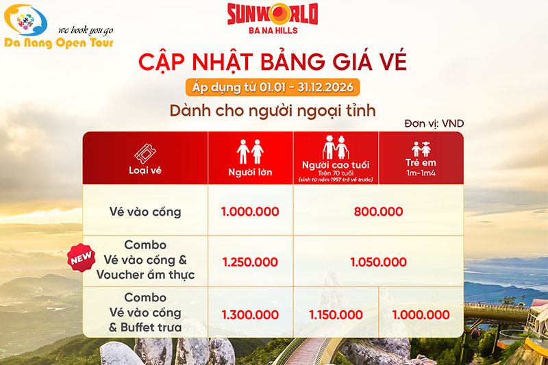 giá vé bà nà hill ngoại tỉnh 2026